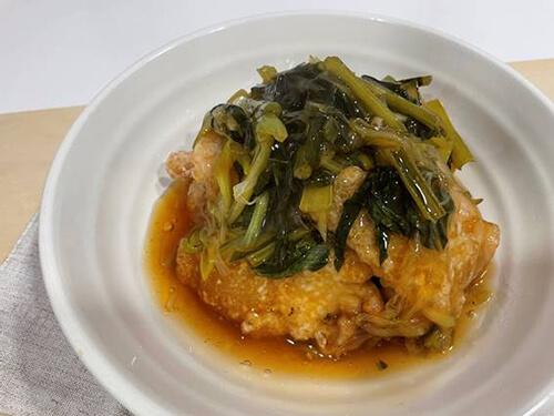小松菜と鶏肉の甘酢あんかけ